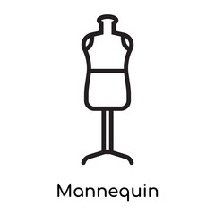 Mannequin icon vector sign and symbol isolated on white background, Mannequin logo concept