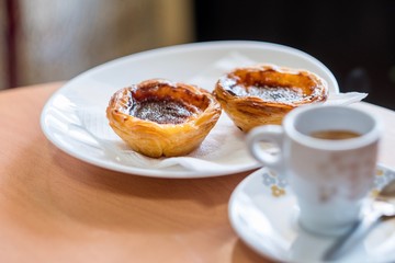 Traditional Portuguese pastry and coffee