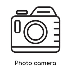 Photo camera icon vector sign and symbol isolated on white background, Photo camera logo concept