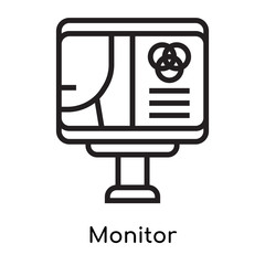 Monitor icon vector sign and symbol isolated on white background, Monitor logo concept