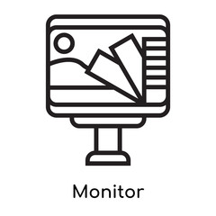 Monitor icon vector sign and symbol isolated on white background, Monitor logo concept