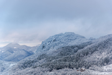 Fototapeta premium Wintyer landscape in Sacaramb , Romaniua