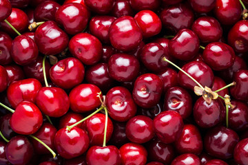 Ripe juicy cherry close-up. Without background, texture