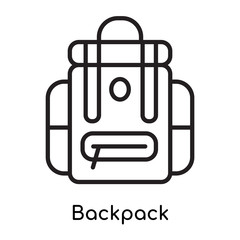 Backpack icon vector sign and symbol isolated on white background, Backpack logo concept