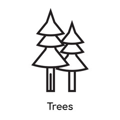 Fototapeta premium Trees icon vector sign and symbol isolated on white background, Trees logo concept