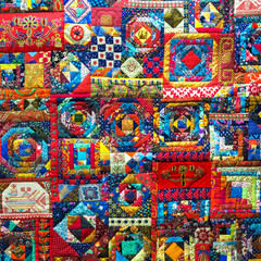 Fototapeta premium Color abstract background of patchwork technique.