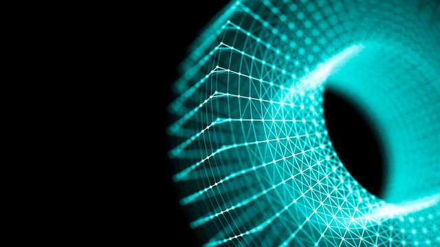 Technology connection structure. 3d rendering of twist form. Technology background. Ai element.