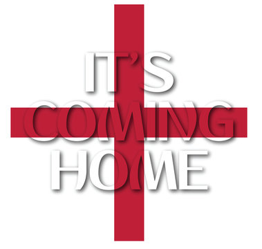 England Flag National Flag Soccer Emblem With Football Phrase Its Coming Home Phrase