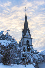 Morning winter in the Alps Mountains