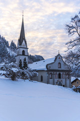 Fototapeta na wymiar Morning winter in the Alps Mountains
