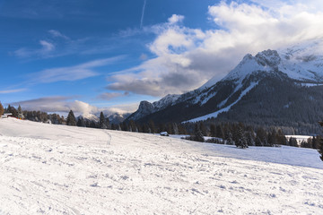 Fototapeta na wymiar Winter in Dolomites Mountains