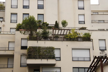 Fototapeta na wymiar Terrasse jardin d'immeuble à Paris