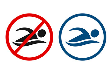 No swimming and swimming allowed sign