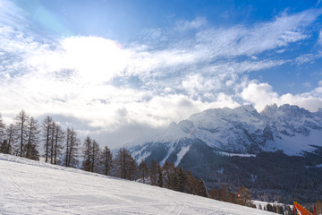 Winter landscape in Dolomites Mountains