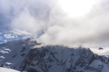 Ski resort in Dolomites Mountains, Sella Ronda