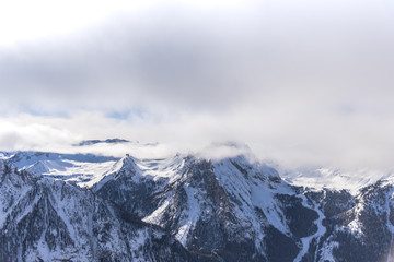Fototapeta na wymiar Ski resort in Dolomites Mountains, Sella Ronda