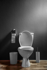 New ceramic toilet bowl in modern bathroom
