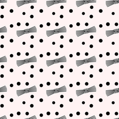 Cute seamless pattern with beautiful hand drawn bows. Vector doodle illustration. Cloth design, wallpaper, wrapping.