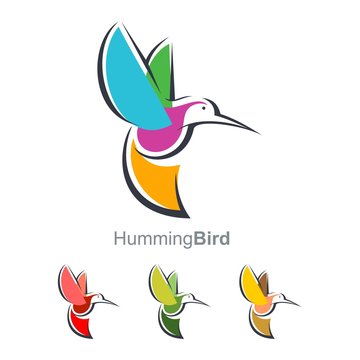 Hummingbird Line Art Abstract Logo. Elegant Hummingbird Logo. Modern Hummingbird Logo
