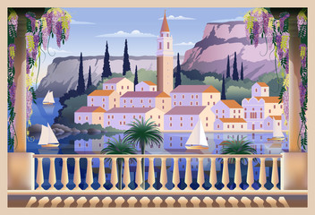 Paysage romantique méditerranéen.