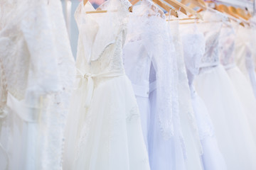 Beautiful white wedding dresses.