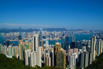 Fototapeta na wymiar Hongkong Skyline von oben Victory Peak