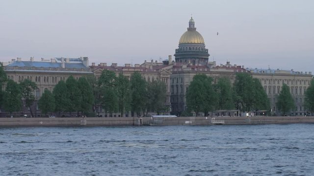 Embankment of the Neva River in St. Petersburg. Saint Isaac's Cathedral