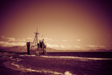 The famous shipwreck near Gythio Greece
