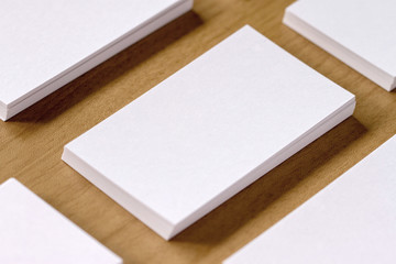 White business cards on table