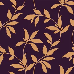 Wallpaper murals Orange Elegance seamless leaves pattern