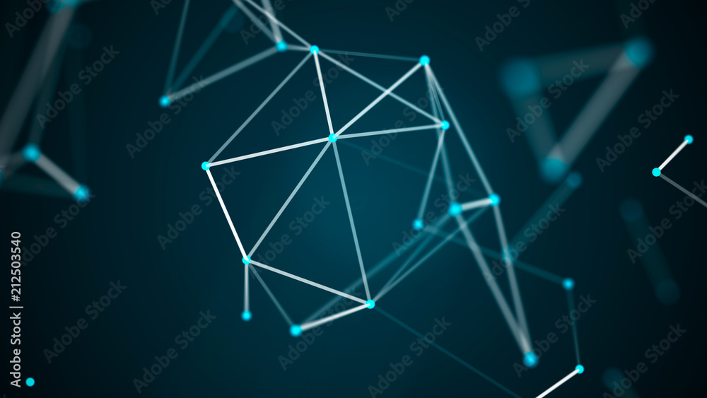 Poster Abstract technology futuristic background. Big data visualization. Block chain network concept. 3D rendering.