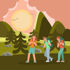 Obraz na płótnie Canvas Young Travelers Hiking