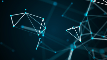 Abstract technology futuristic background. Big data visualization. Block chain network concept. 3D...