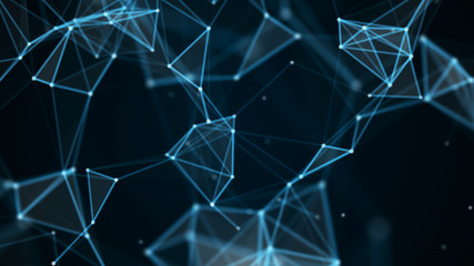 Abstract technology futuristic background. Big data visualization. Block chain network concept. 3D rendering.