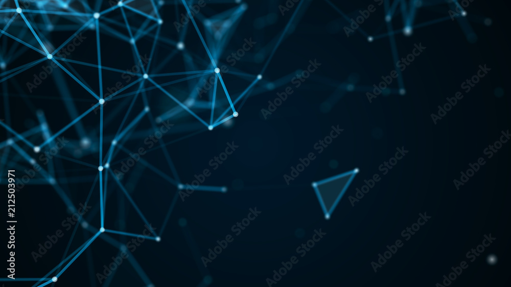 Poster Abstract technology futuristic background. Big data visualization. Block chain network concept. 3D rendering.