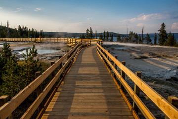 Fototapeta premium Walking bridge above hot springs 