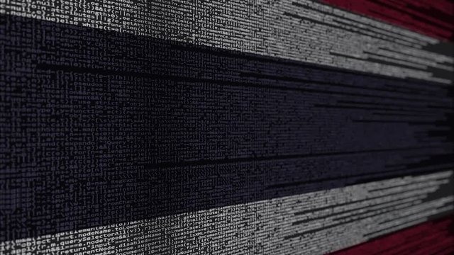 Program code and flag of Thailand. Thai digital technology or programming related loopable animation