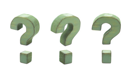 Wooden question mark isolated