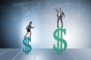 Concept of inequal pay and gender gap between man woman