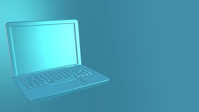 Modern laptop template on a blue background. Technology Concept