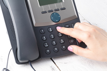 Telephone dialing ,contact and customer service concept . Selected focus
