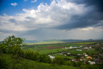 Fototapeta na wymiar Storm clouds at the Deva, Hunedoara ,Romania