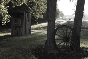 Fototapeta na wymiar Barn and Wheel 