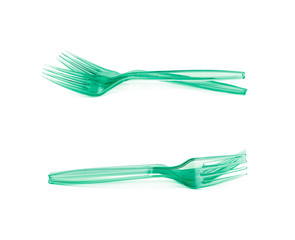Pile of disposable forks isolated