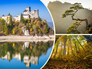 Collage of Pieniny beautiful views of the Mountains Poland.
