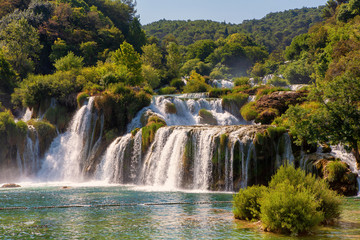 Fototapeta na wymiar Beautiful cascade waterfalls from Krka National Park