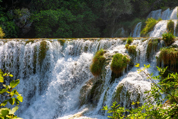 Detail of a cascade waterfall from Krka National Park in Croatia