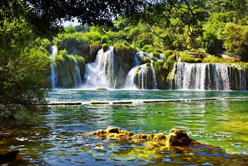 Fototapeta premium Waterfalls in Krka National Park in Croatia