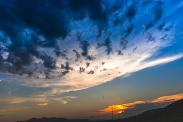 Dramatic clouds at sunset