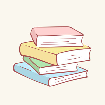 Pile stack books hand drawn style vector doodle design illustrations